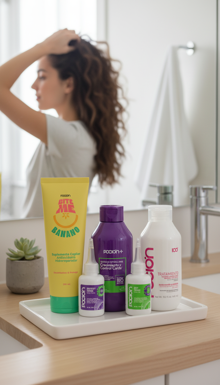 Bath products on a tray with a woman in the background