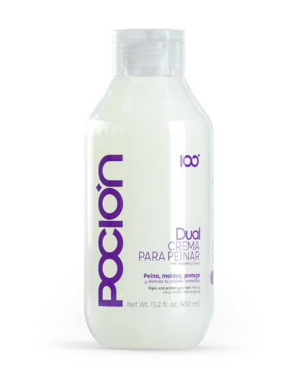 Bottle of Pocion Dual Crema Para Pelinar on a white background